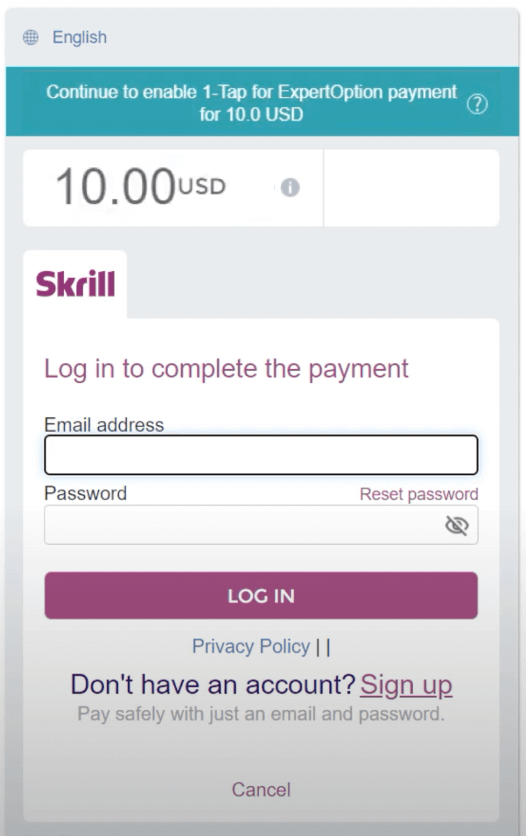 ExpertOption depozit u Južnoj Africi — Visa/Mastercard, Skrill, Neteller, Crypto