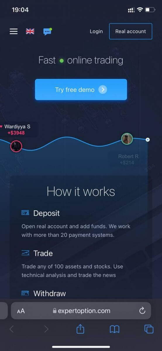 ExpertOption Tilmelding: Trin og krav til oprettelse af konto ExpertOption Tilmelding: Trin og krav til oprettelse af konto