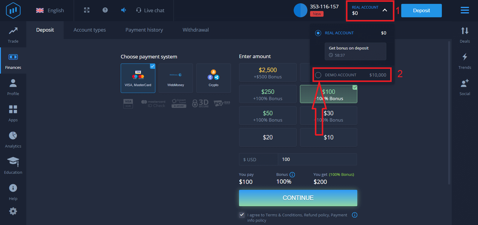 Cómo iniciar sesión y retirar dinero de ExpertOption