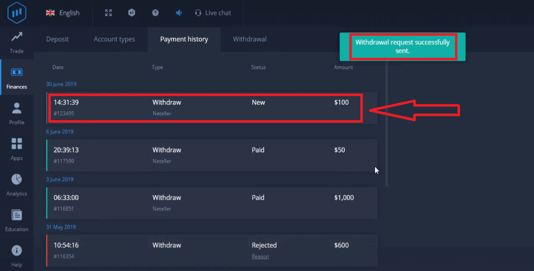 Cómo iniciar sesión y retirar dinero de ExpertOption